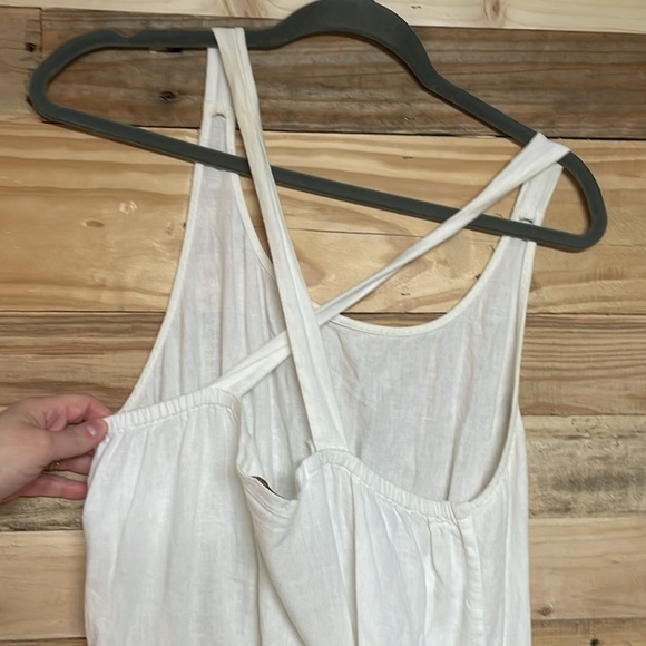 J. Crew size Medium White Sleeveless Lightweight Maxi Linen Cross-back Sundress - Picture 7 of 9